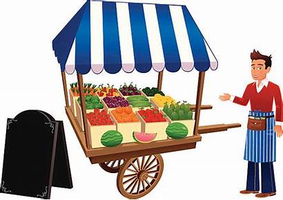 Stall Market Fruit Vegetable Trader Vector Illustration