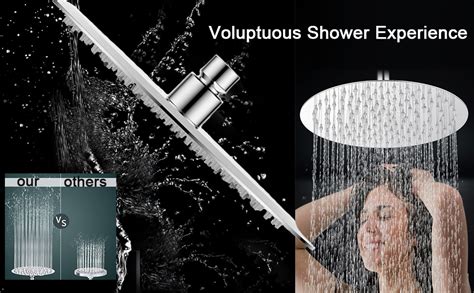 rain shower head high pressure woophen 10 inch 304 stainless steel rainfall showerhead mirror