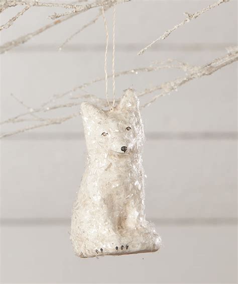 Arctic Fox Ornament Paper Mache Bethany Lowe
