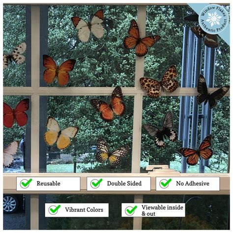 Beautiful Photorealistic Colorful Butterfly Window Clings Bird Safety