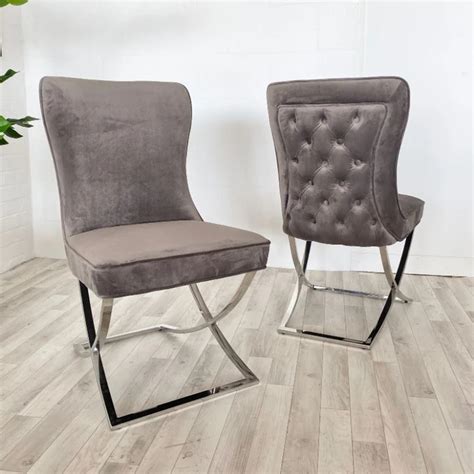 Celine Stone Grey Fabric Dining Chair Pair In 2020