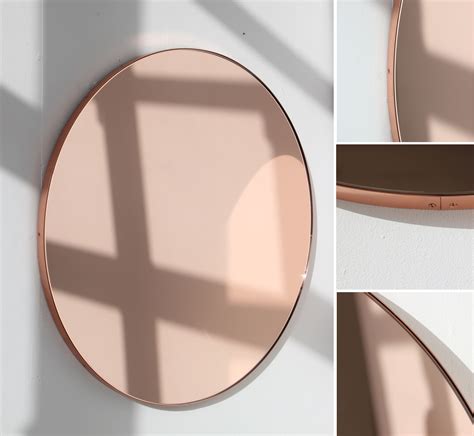 Tinted Mirror Rose Gold Mirror Copper Frame Bronze Patina Large Wall Clock Ts For Office