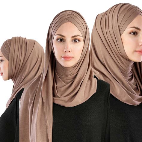 Wholesale Fashion Solid Color Plain Color Cotton Muslim Jersey Hijab
