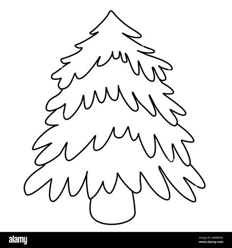 Christmas Tree Winter Holidays Design Element Doodle Style Flat