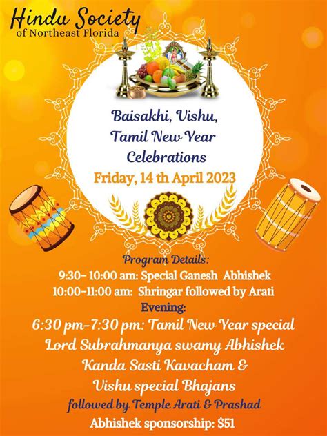April 14 • Fri• Baishakhi Vishu Tamil New Year Hindu Society Of