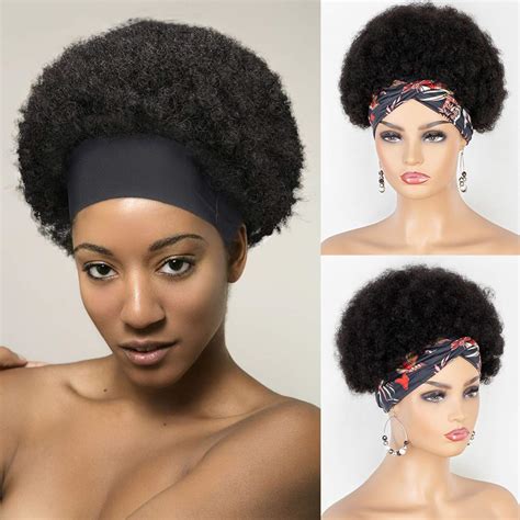 Kryssma Short Afro Kinky Curly Headband Wig Human Hair