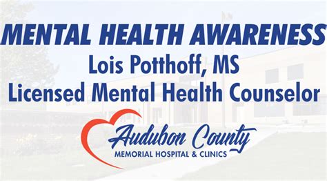 Contact your provider for details. May is Mental Health Awareness Month | Audubon County Memorial Hospital & Clinics