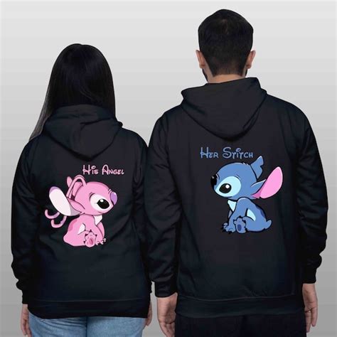 Lilo And Stitch Couple Hoodie His Angel Her Stitch Etsy