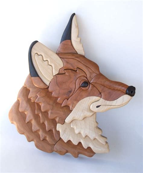 Fox Intarsia Wall Hanging By Entwoodcrafts On Etsy
