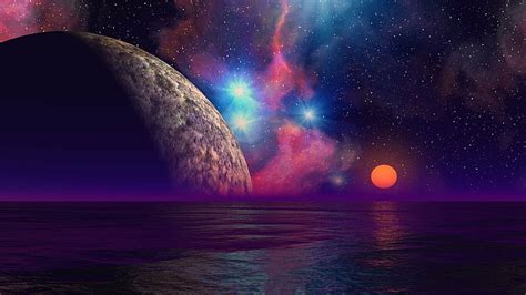 HD Wallpaper Artistic Space Ocean Planet Sea Sky Star Space Night Wallpaper Flare