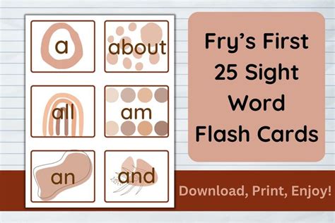 Printable Frys First Sight Word Flash Cards Montessori Etsy In 2023
