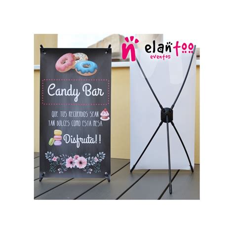 Mini Cartel Candy Bar Fondo Pizarra Negra