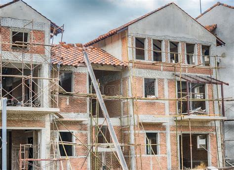 Building Site With House Under Construction Stock Image Image Of
