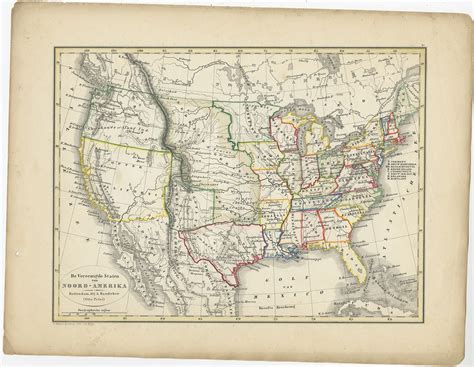Antique Map Of The United States Of America By Petri 1852
