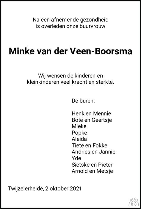 Minke Van Der Veen Boorsma 02 10 2021 Overlijdensbericht En
