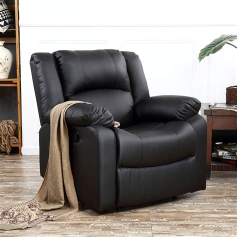 It also includes a number of other features like cup holders, a remote, storage pouches, and more. Recliner Chairs For Living Room Dark Brown / Black Leather ...