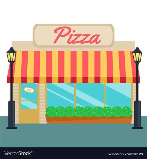 Pizza Shops And Store Front Flat Style Vector Image On Vectorstock Shop Sign Design Shop