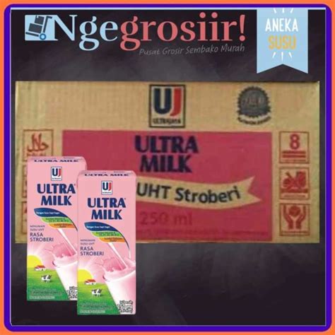 Promo Susu Ultra Milk Uht Stroberi 250 Ml 1 Dus Diskon 10 Di Seller