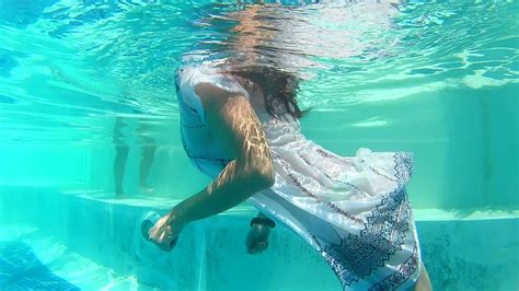 wetlook model elena in the pool wet dress wet hair 👗♥ youtube