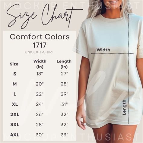 Comfort Colors 1717 Size Chart Oversized Cc1717 T Shirt Mockup Unisex