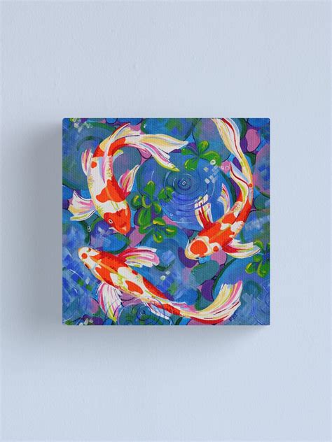 Koi Acrylic Koi Fish Painting Canvas Print For Sale By Eveiart