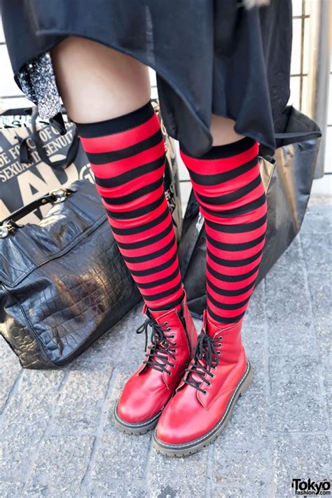 Leopard Print Skulls Boots And Striped Socks In Shibuya Tokyo Fashion