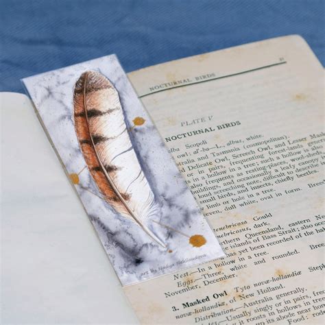 Barn Owl Feather Bookmark Canvas Bookmark 2x6in 5x15cm Etsy