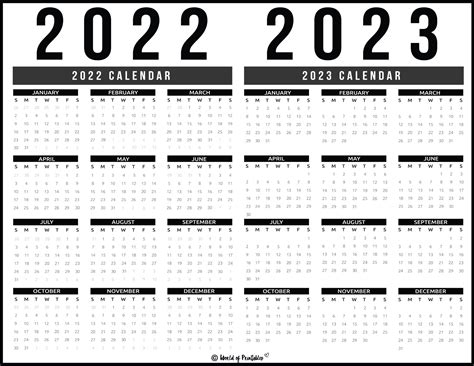 2022 And 2023 Printable Calendar Free Printable Template