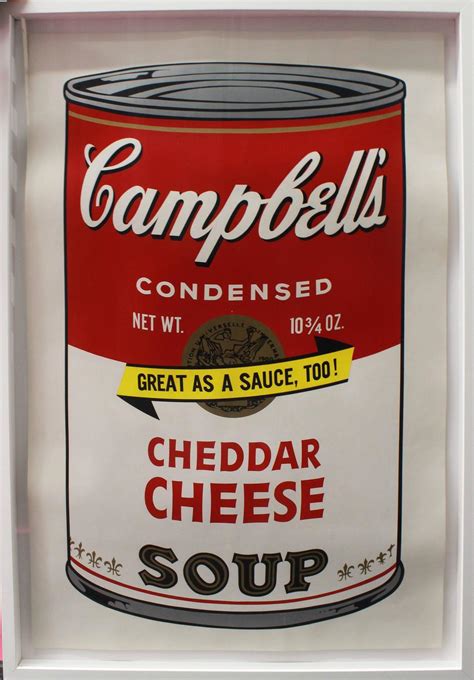 I poured half of the elbow macaroni and cheese into the crockpot with half of the shredded cheddar and half of the colby, half of the butter, and a half and half. Andy Warhol - Campbell's Soup II: Cheddar Cheese (FS II.63) For Sale at 1stdibs