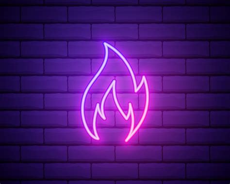 Neon Fire Icon Elements In Neon Style Icons Simple Neon Flame Icon
