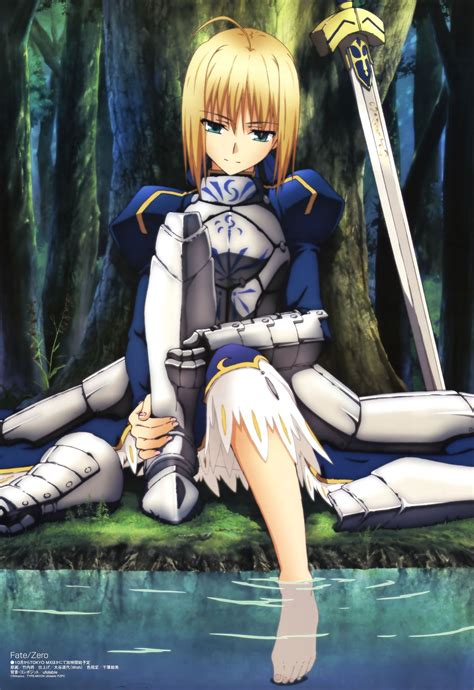 Fantasy Girl Women With Swords Sitting Fate Series Saber Anime