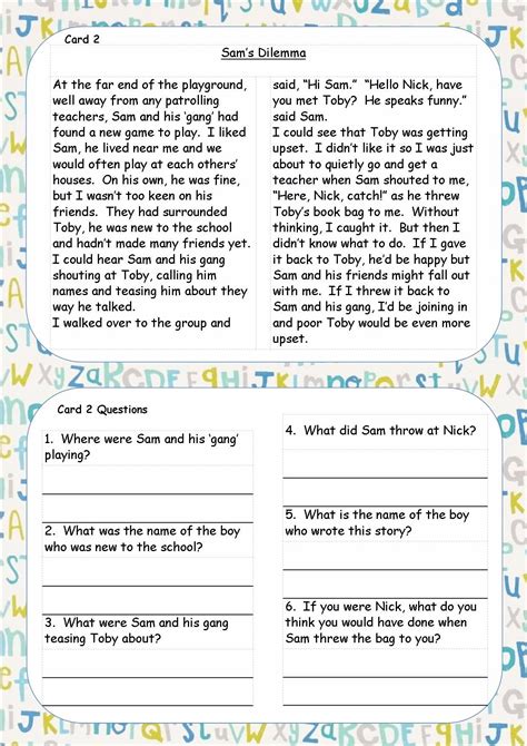 All worksheets only my followed users only my favourite worksheets only my own worksheets. KS1, KS2, SEN, IPC, , reading comprehension cards, guided ...