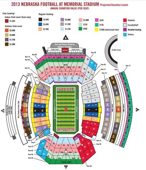 Nebraska Memorial Stadium Seating Chart With Rows