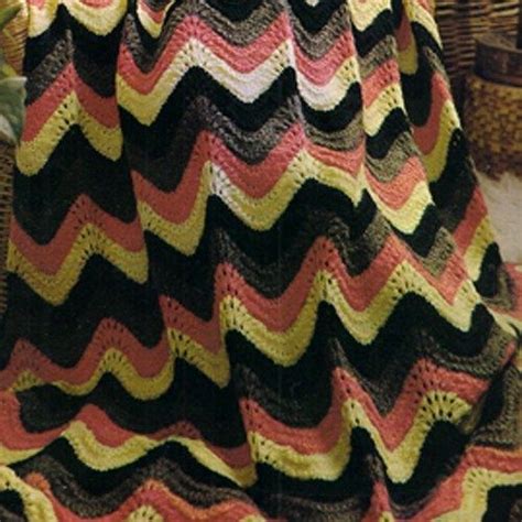 Classic Ripple Knitted Afghan Pdf Pattern Vintage 1960s 45 X 57 Inches