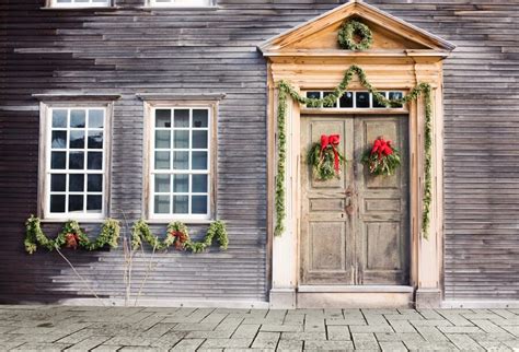 Christmas Photography Backdrops Wooden House Door And Window Background