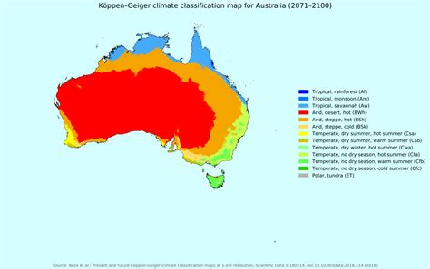 Köppengeiger Climate Classification Map For Australia 2071 2100