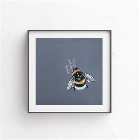 Grey Bumblebee Print Bee Print Bumble Bee Painting Etsy