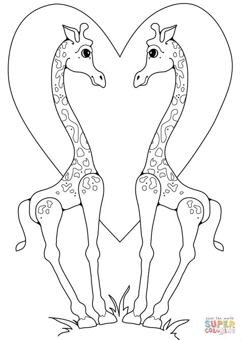 With this beautiful coloring template of a giraffe, you bring your little ones closer to the world of savannah animals and. Two Giraffes in Love coloring page | Free Printable ...