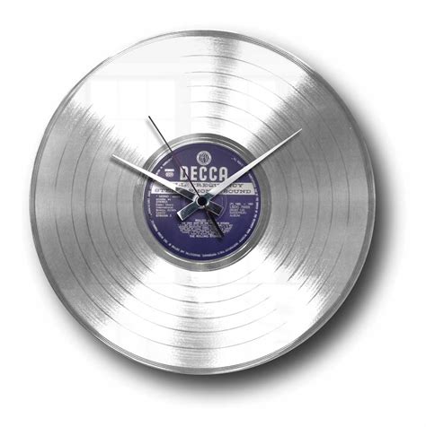 Silver Vinyl Record Clock With Custom Label