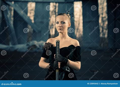 Woman With Sword Portrait Stock Photo Image Of Expressive 23895642