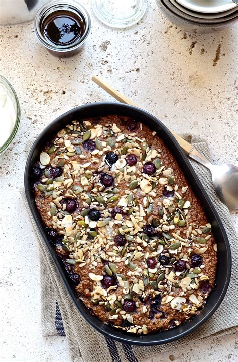 Baked Blueberry Oatmeal With Seeded Crumble Bibbyskitchen Recipes