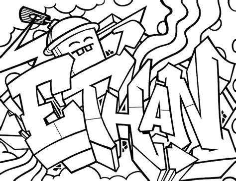 Ethan Coloring Book Page Graffiti Names Etsy New Zealand