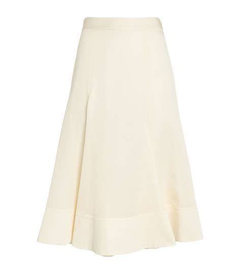 JOSEPH Silk Cotton Saimir Godet Midi Skirt Harrods DE