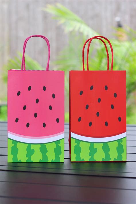 Red Watermelon Favor Bags | Watermelon birthday parties, Watermelon party favors, Watermelon party