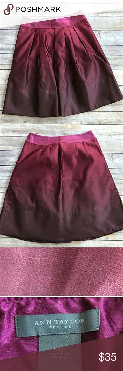 Ann Taylor Red Ombre Silk Blend Pocket Skirt 00p Skirts With Pockets
