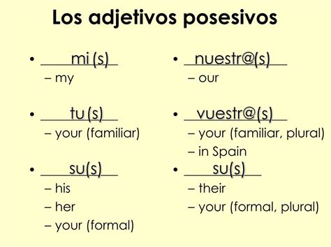 Ppt Los Adjetivos Posesivos Powerpoint Presentation Free Download