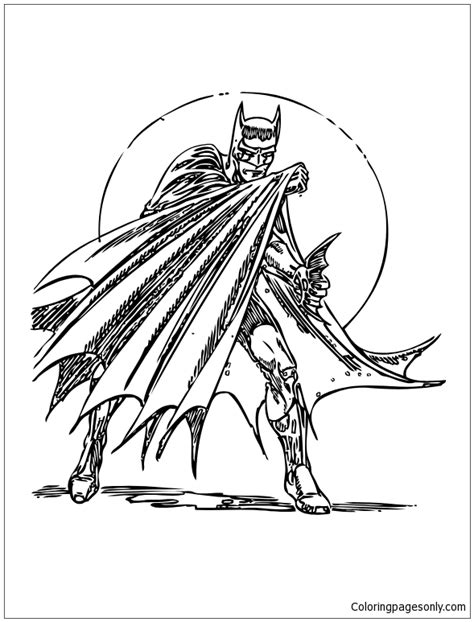 Top 25 batman coloring pages for kids: Batman In Action Coloring Page - Free Coloring Pages Online