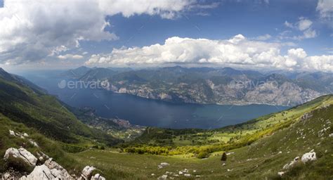 View Of Garda Lake From The Top Of Monte Baldo Stock Photo By Erika8213