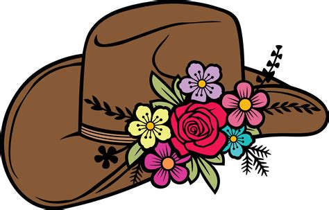 Cowboy Hat With Flowers Color Png Illustration 8513602 Png