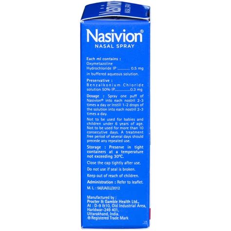 Buy Nasivion Classic Adult Nasal Spray 10 Ml In Wholesale Price Online